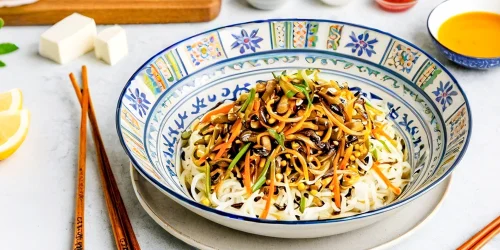 Asiatisches Stir-Fry mit Shiitake, Möhren & Mungobohnensprossen