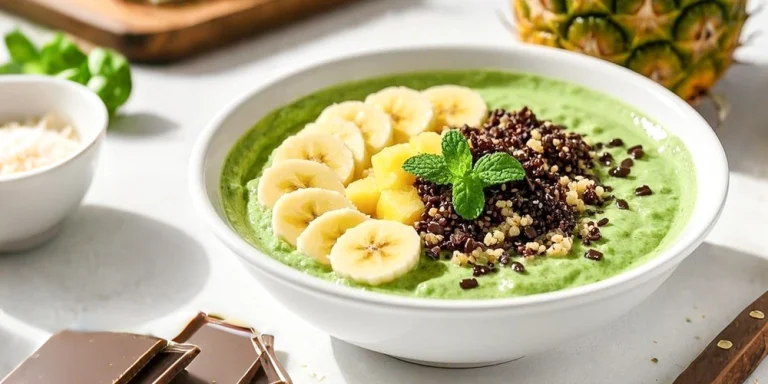 Bananen-Ananas-Bowl mit Schoko-Matcha-Kick