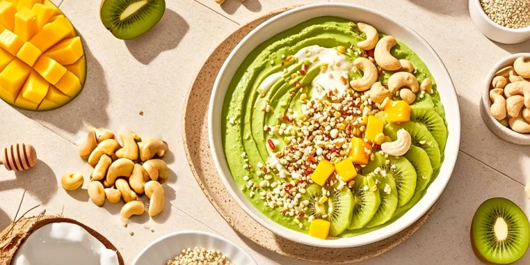 Fruchtige Kiwi-Mango-Bowl mit gepufftem Amaranth
