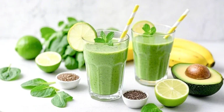 Grüner Detox-Smoothie mit Avocado, Spinat & Zitrone