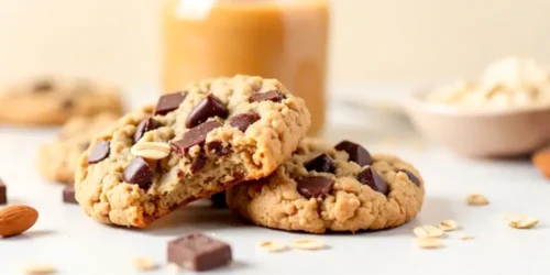 Verführerische Haferflocken-Cookies mit Mandelmus und dunkler Schokolade