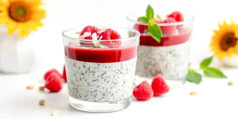 Cremiger Himbeer-Chiapudding mit Kokos-Sonnenblumen-Crunch