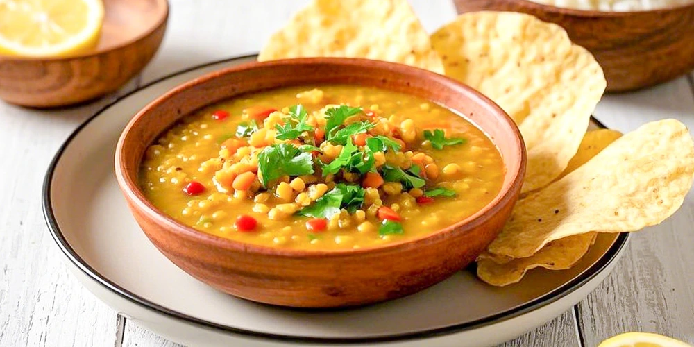 Rezept: Indisches Linsen-Dal mit Papadams