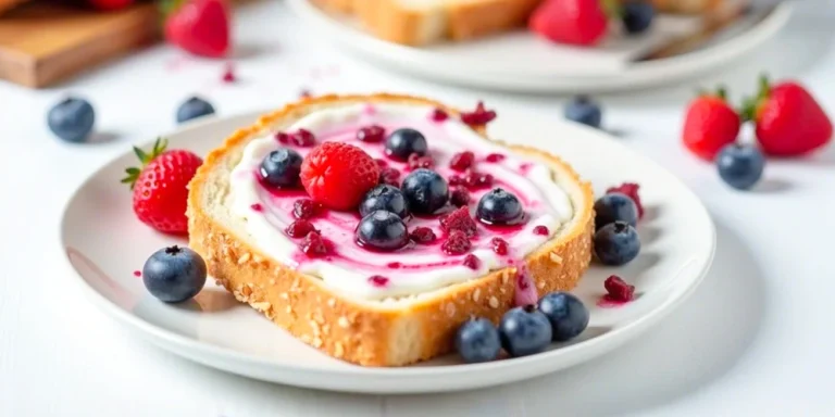 Low-Carb Kokosbrot mit Quark & Beeren